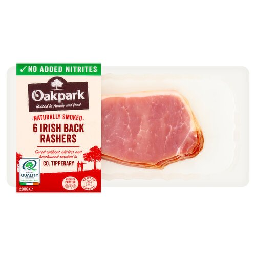 Oakpark 6 Naturally Smoked Irish Back Rashers 200g