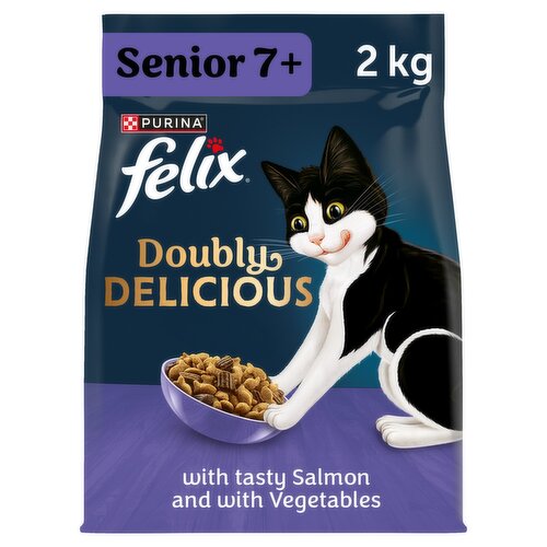 FELIX Doubly Delicious Senior 7+ Salmon & Vegetables Dry Cat Food 2kg