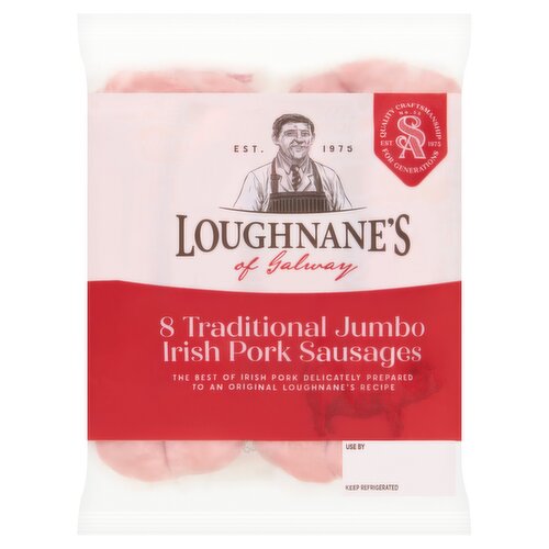 Loughnane's of Galway 8 Traditional Jumbo Irish Pork Sausages 454g