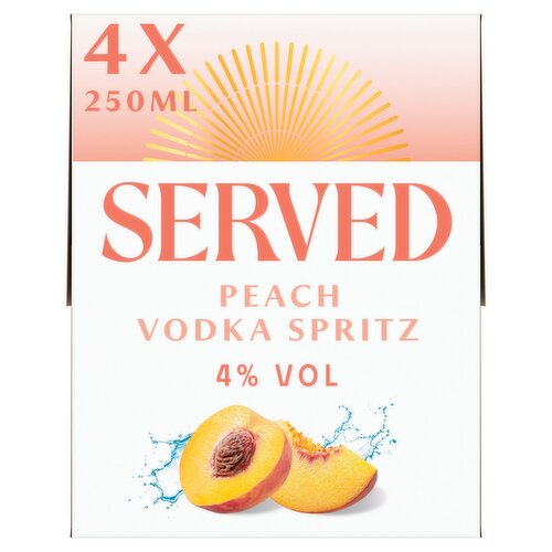 Served Peach Vodka Spritz 4 x 250ml