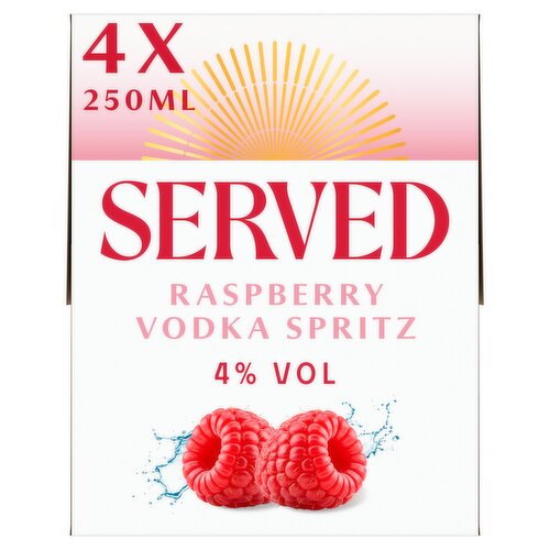 Served Raspberry Vodka Spritz 4 x 250ml