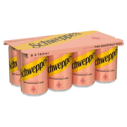 Schweppes Crafted Pink Grapefruit Soda 8 x 150ml