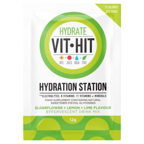 Vit Hit Hydration Station Elderflower + Lemon + Lime Flavour Effervescent Drink Mix Sachet 12g