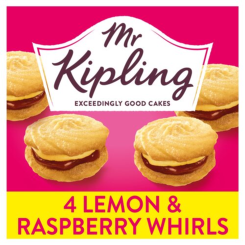 Mr Kipling Lemon & Raspberry Viennese Whirls Cakes 4 Pack