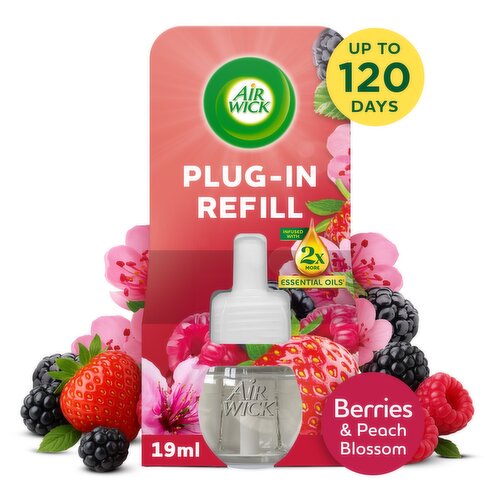 Air Wick Plug-In Refill, Berries & Peach Blossom Air Freshener, 19ml