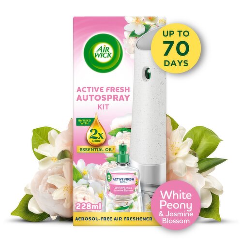 Air Wick Active Fresh Kit, White Peony & Jasmine Blossom Air Freshener, 228ml