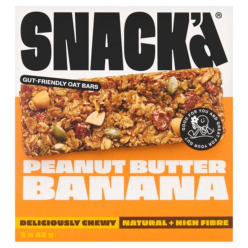 Snack'd Gut-Friendly Oat Bars Peanut Butter Banana 3 x 42g