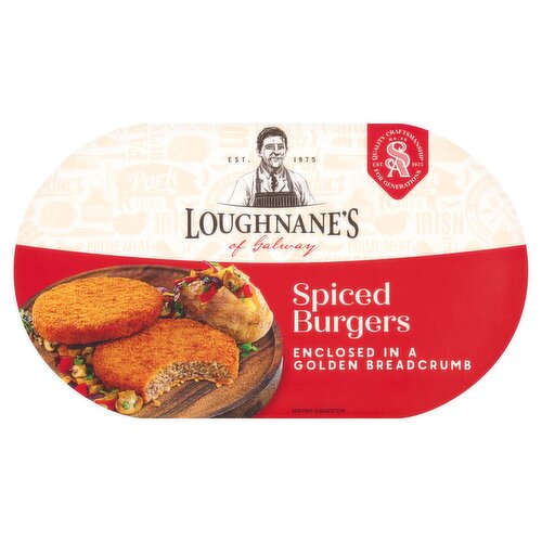 Loughnane's of Galway Spiced Burgers Enclosed in a Golden Breadcrumb 184g