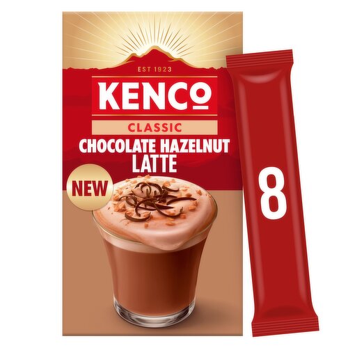 Kenco Classic Chocolate Hazelnut Latte Instant Coffee Sachets x8