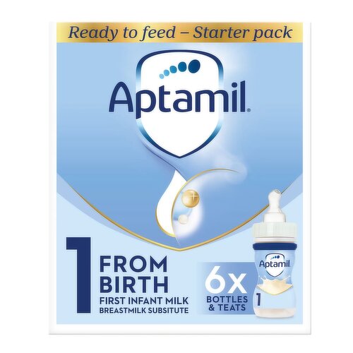 Aptamil 1 First Infant Baby Milk Liquid Formula Starter Pack, Ready to Feed, From Birth, 6x70 ml