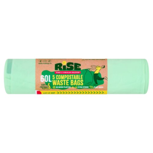 Rise 5 Compostable Waste Bags 60L