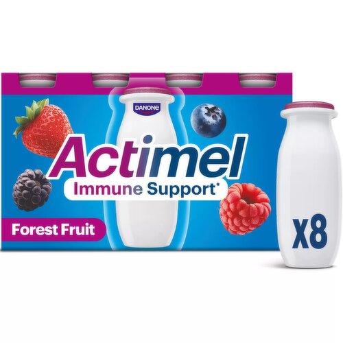 Actimel Forest Fruit Immune Support Live Yoghurt Drink, 8x100g