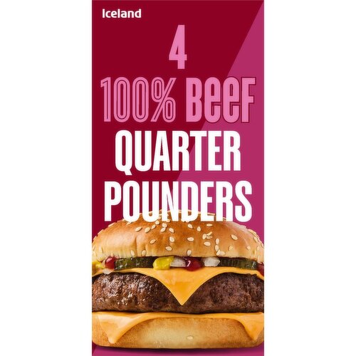 Iceland 4 100% Beef Quarter Pounders 454g