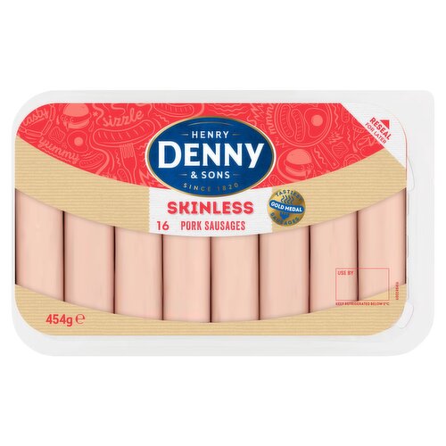 Henry Denny & Sons 16 Skinless Pork Sausages 454g