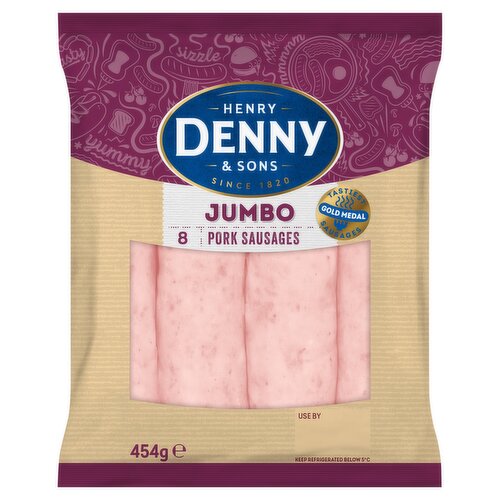 Henry Denny & Sons 8 Jumbo Pork Sausage 454g