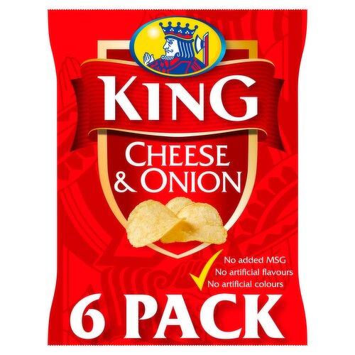 King Cheese & Onion Flavour Potato Crisps 6 x 25g