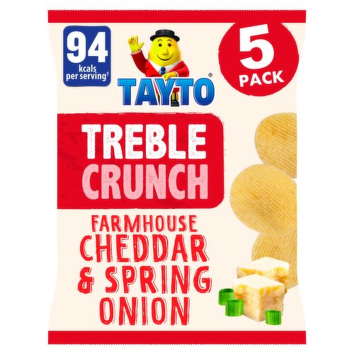 Tayto Treble Crunch Farmhouse Cheddar & Spring Onion Flavour Potato Snacks 5 x 20g