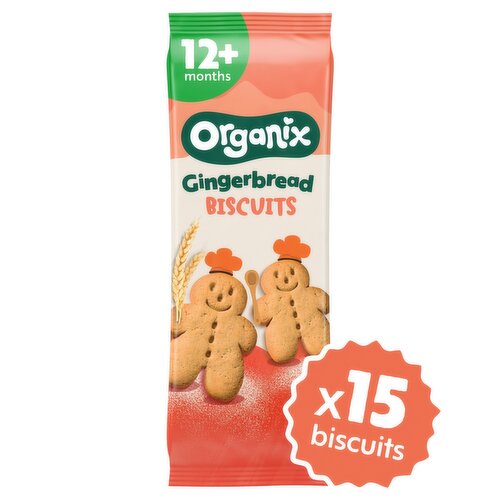 Organix Gingerbread Men Biscuits Toddler Snacks 135g 12 months+