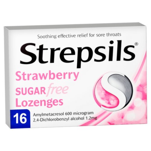 Strepsils Strawberry Sugar Free 16 Lozenges