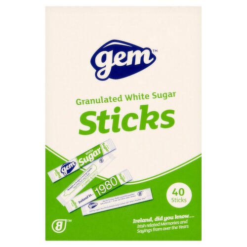 Gem 40 Granulated White Sugar Sticks 160g