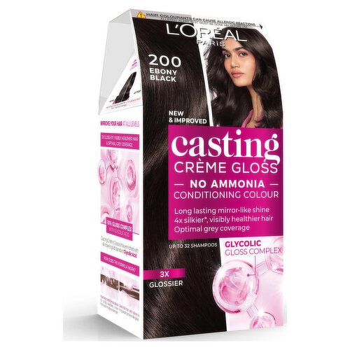 Casting 200 Ebony Black: No Ammonia, glossy, 3x glossier, 4x silkier, healthier hair colour.