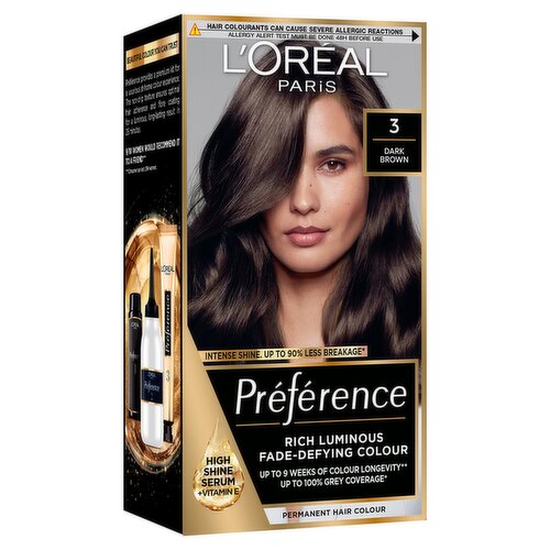 L'Oréal Paris Preference 3.0 Dark Brown, Rich Luminous Fade-Defying Permanent Colour