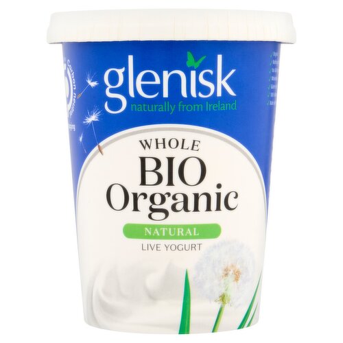 Glenisk Whole Bio Organic Natural Live Yogurt 500g