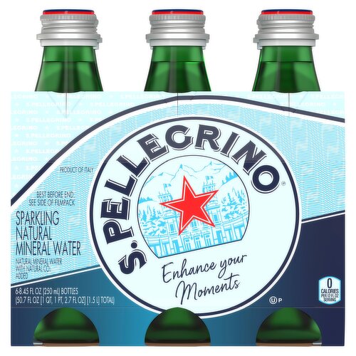 San Pellegrino Sparkling Natural Mineral Water Glass 6x250ml
