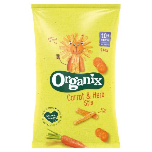 Organix Carrot & Herb Stix Organic Baby Snacks Puffs Multipack 4x15g 10 months+ 