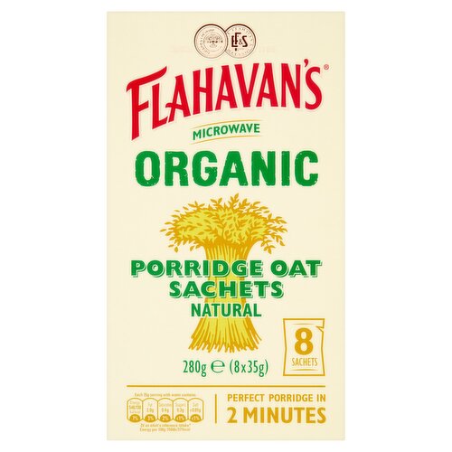 Flahavan's Microwave Organic Porridge Oat Sachets 8 x 35g (280g)