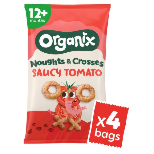 Organix Tomato Noughts & Crosses Organic Baby Snacks Puffs Multipack 4x15g 10 months+ 