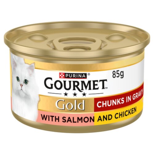 GOURMET Gold Chunks in Gravy Salmon and Chicken Wet Cat Food 85g