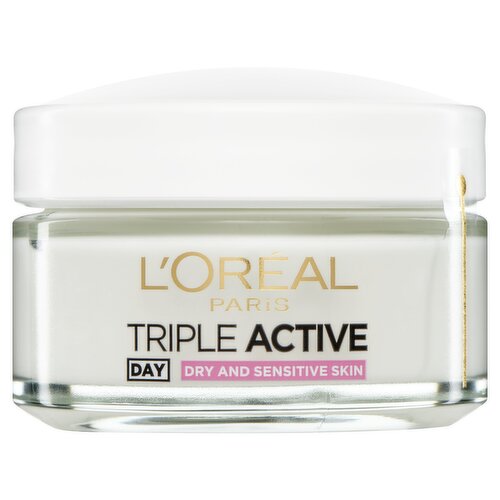 L'Oréal Paris Triple Active Day 24H Hydrating Moisturiser - for Sensitive & Dry Skin, 50ml