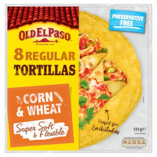 Old El Paso Soft Corn Tortillas Wraps 8 Pack 335G