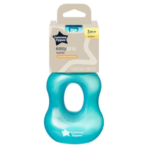 Tommee Tippee 240ml Everyday Essential Easy Grip Baby Bottle, Medium Flow, 3m+