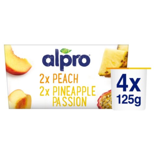 Alpro Peach & Pineapple-Passion Fruit Dairy Free Yoghurt Alternative 4x125g