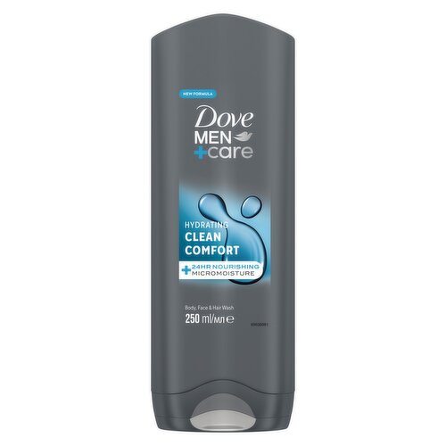 Dove Men+Care Hydrating Clean Comfort 3-in-1 Hair, Face and Body Wash 250 ml