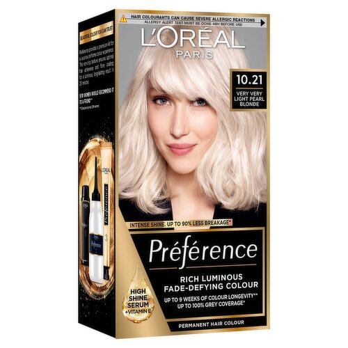 L'Oréal Paris Preference 10.21 Very Light Pearl Blonde, Rich Luminous Fade-Defying Permanent Colour