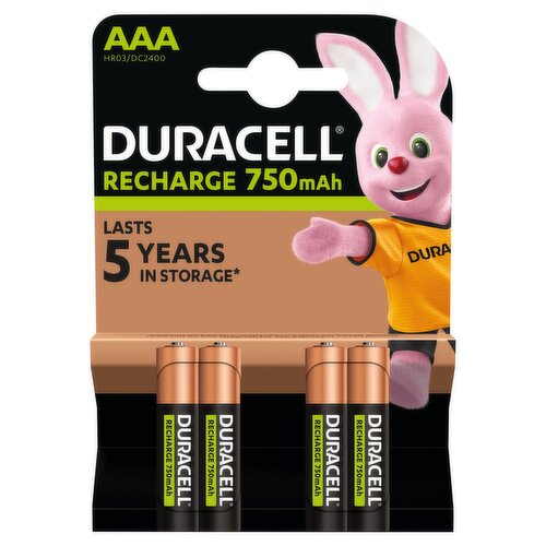 Duracell 4 Rechargeable 750mAh AAA Batteries