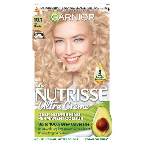 Garnier Nutrisse Permanent Hair Dye, Natural-looking, Colour result, All Hair Types, 10.1 Ice Blonde