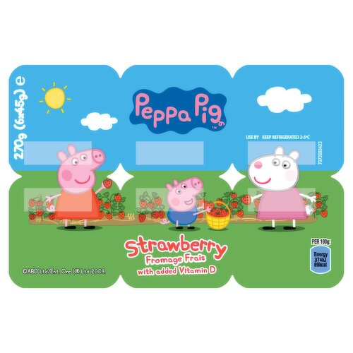 Peppa Pig Kids Strawberry Yoghurt Pots 6 x 45g