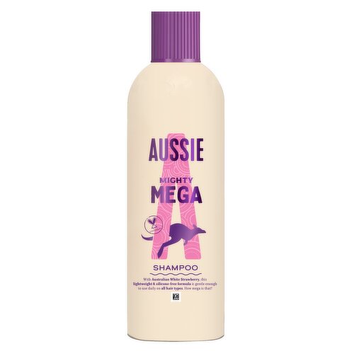 Aussie Mighty Mega Shampoo 300ml. Gently Cleansing Shampoo for Soft and Shiny Hair