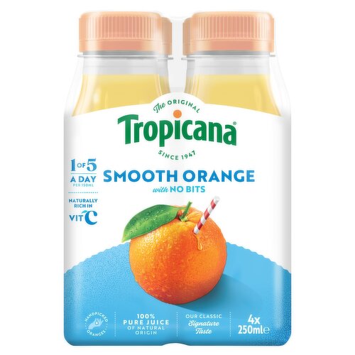 Tropicana Smooth Orange Fruit Juice Multipack 4 x 250ml
