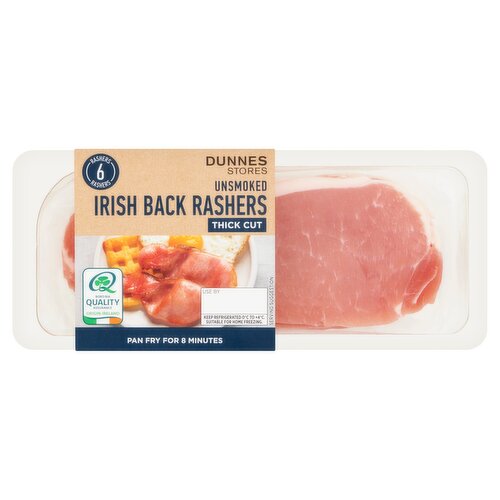 Dunnes Stores 6 Thick Cut Unsmoked Irish Back Rashers 300g
