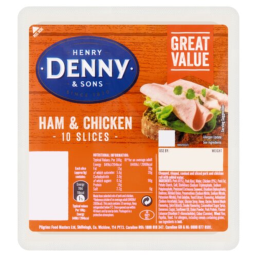 Henry Denny & Sons Ham & Chicken 10 Slices 90g
