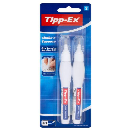 Tipp-Ex 2 Shake'n Squeeze White Correction Pen 8ml