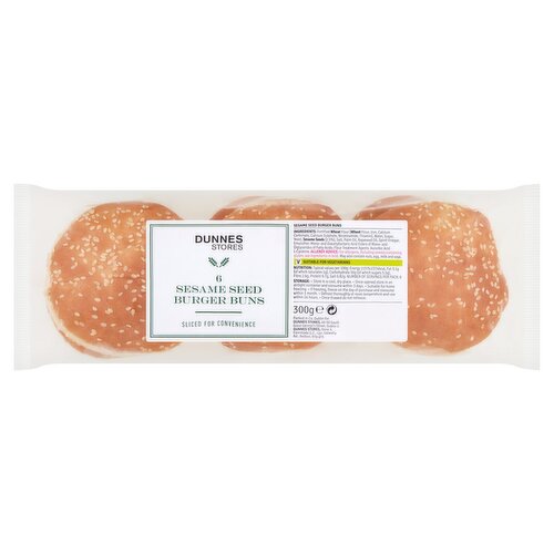 Dunnes Stores 6 Sesame Seed Burger Buns 300g