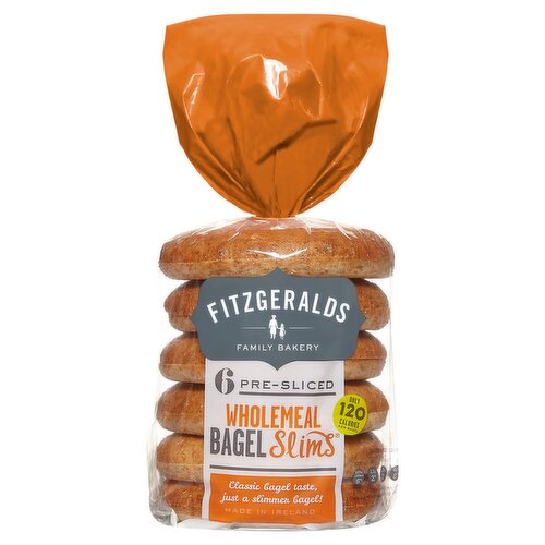 Fitzgeralds Family Bakery 6 Pre-Sliced Wholemeal Bagel Slims 270g