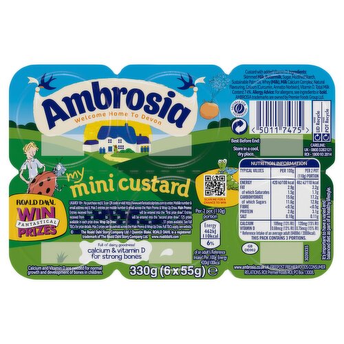 Ambrosia Ready To Eat My Mini Custard Pots 6 x 55g