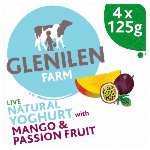 Glenilen Farm Live Natural Yoghurt with Mango & Passion Fruit 4 x 125g
